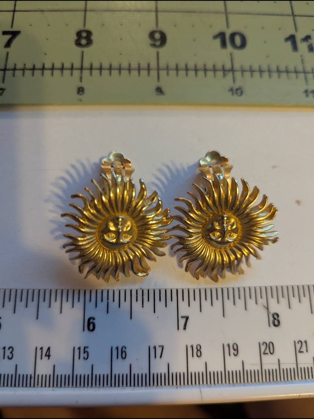 Vintage Gold Sunburst Clip-On Earrings